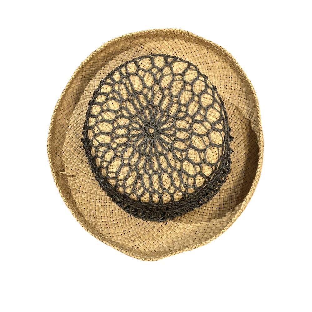 Straw Hat with Crochet Detail 20.5" circumference